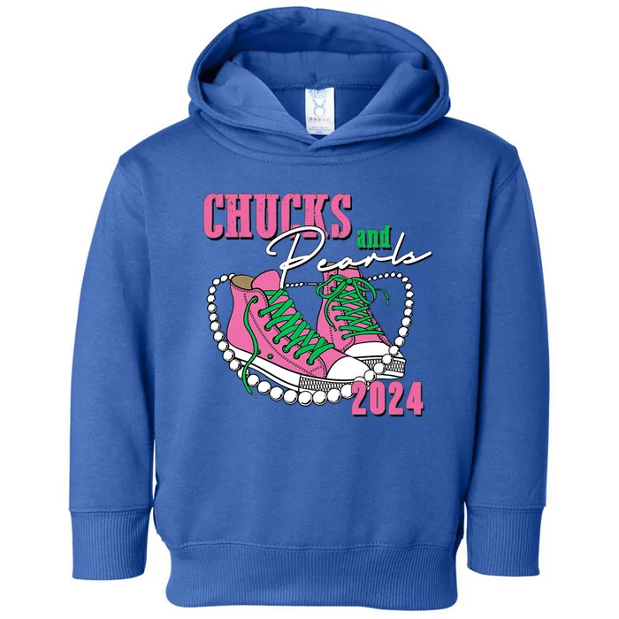 Chucks And Pearls Kamala Harris President 2024 Toddler Hoodie