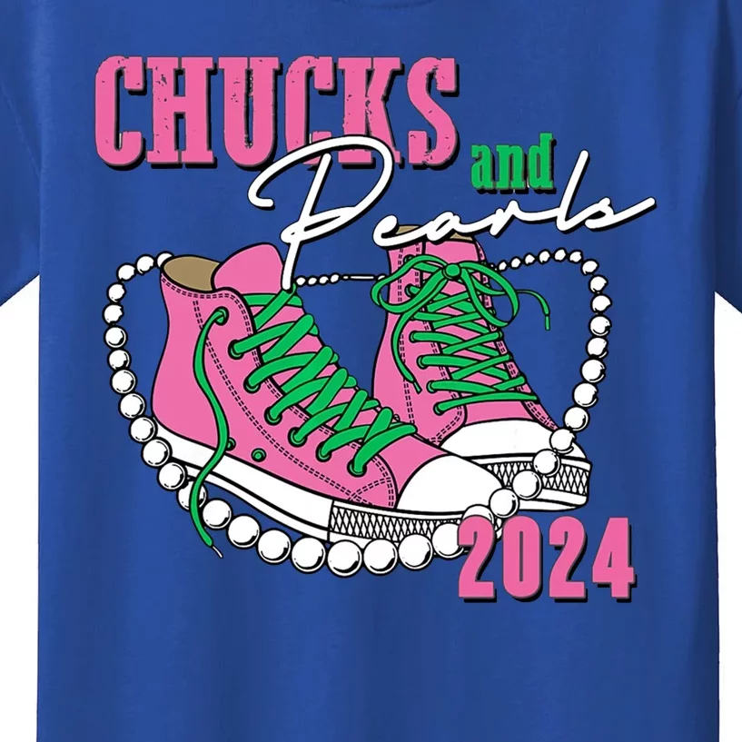 Chucks And Pearls Kamala Harris President 2024 Kids T-Shirt