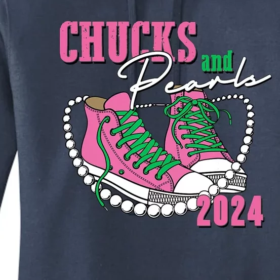 Chucks And Pearls Kamala Harris President 2024 Women's Pullover Hoodie