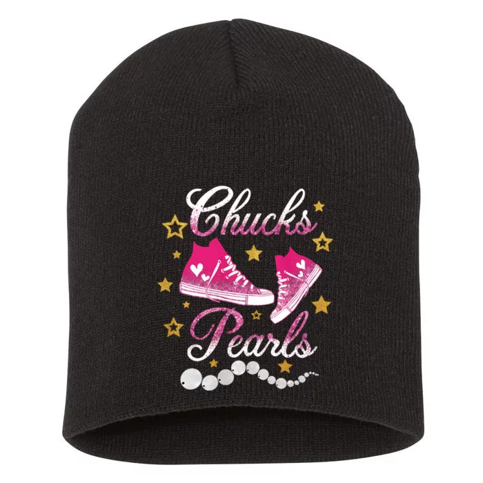 Chucks And Pearls Kamala Harris Sneakers Trending Short Acrylic Beanie