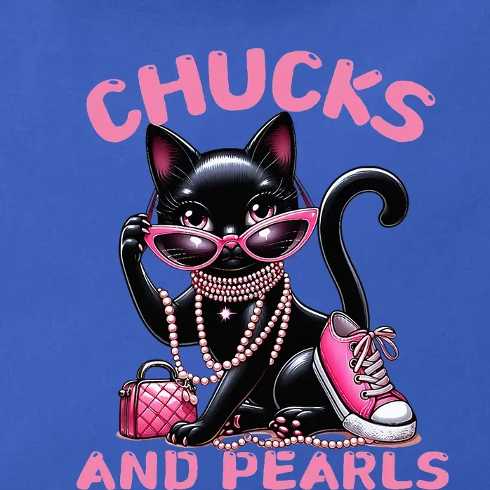 Chucks And Pearls FashionBeautiful Black Cat Zip Tote Bag