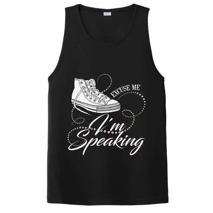 Chucks And Pearls Excuse Me I Am Speaking Cool Saying Performance Tank