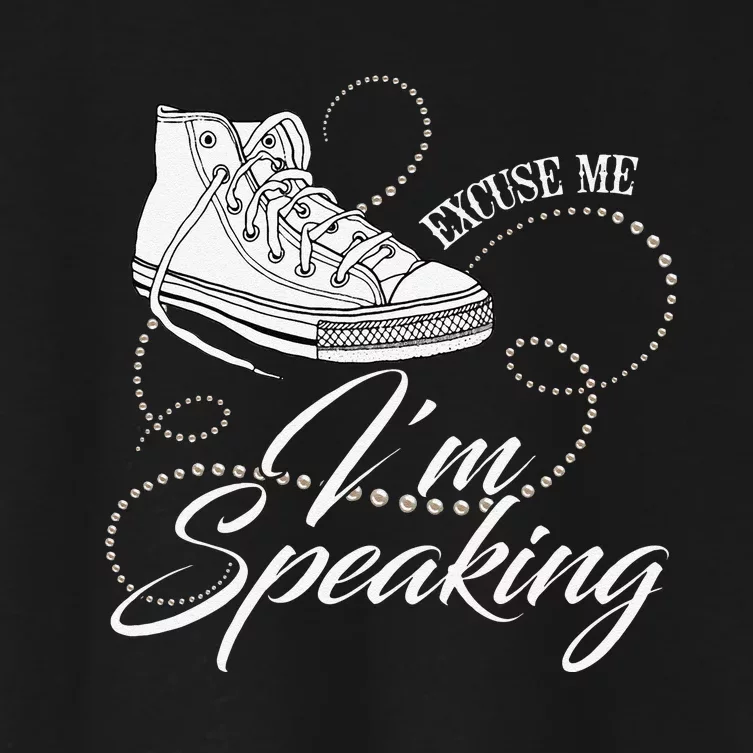 Chucks And Pearls Excuse Me I Am Speaking Cool Saying Women's Crop Top Tee