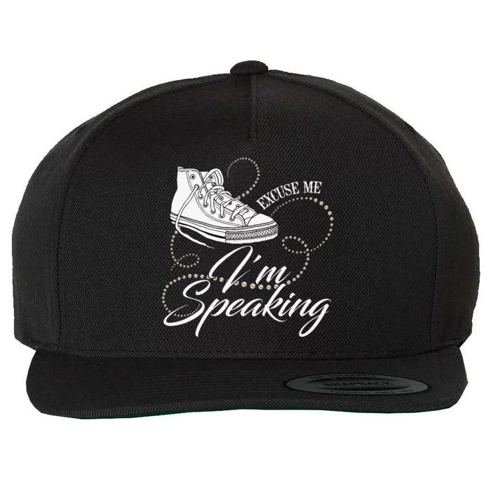 Chucks And Pearls Excuse Me I Am Speaking Cool Saying Wool Snapback Cap