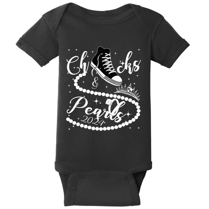 Chucks And Pearls 2024 Kamala Harris 2024 Vote For President Baby Bodysuit