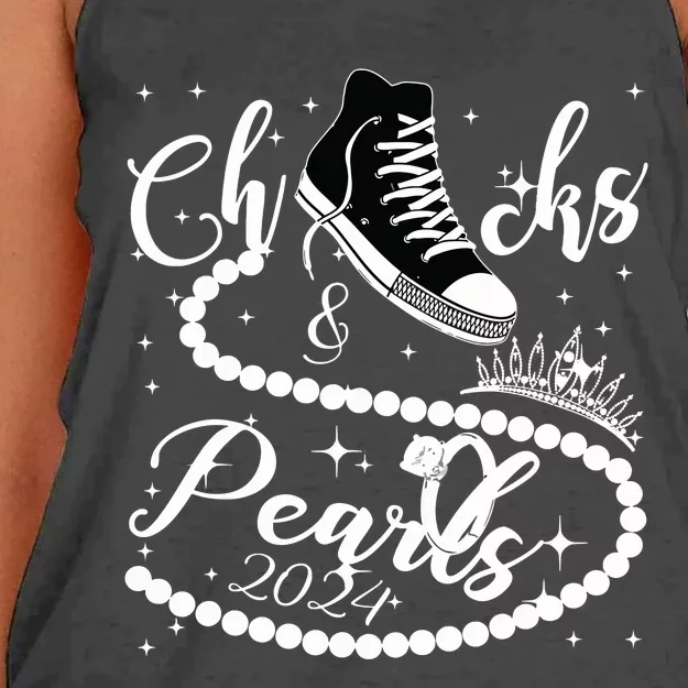 Chucks And Pearls 2024 Kamala Harris 2024 Vote For President Women's Knotted Racerback Tank