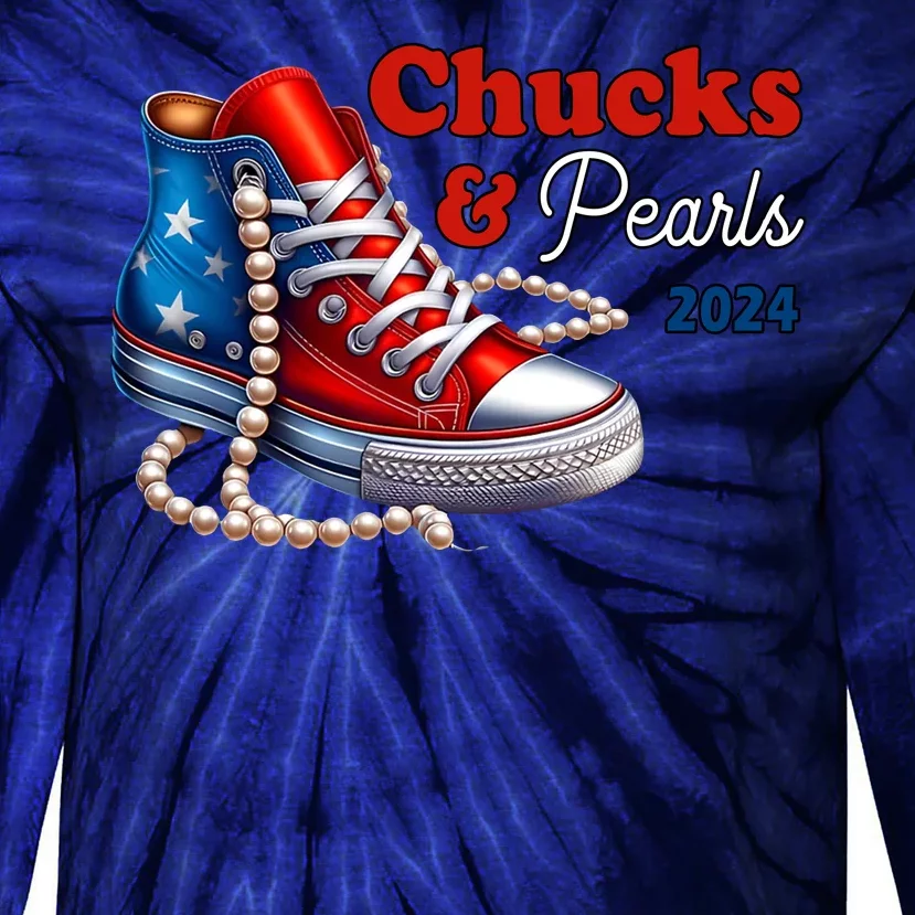 Chucks And Pearls Kamala Harris 2024 Usa Election Tie-Dye Long Sleeve Shirt