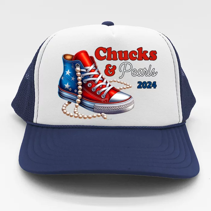 Chucks And Pearls Kamala Harris 2024 Usa Election Trucker Hat