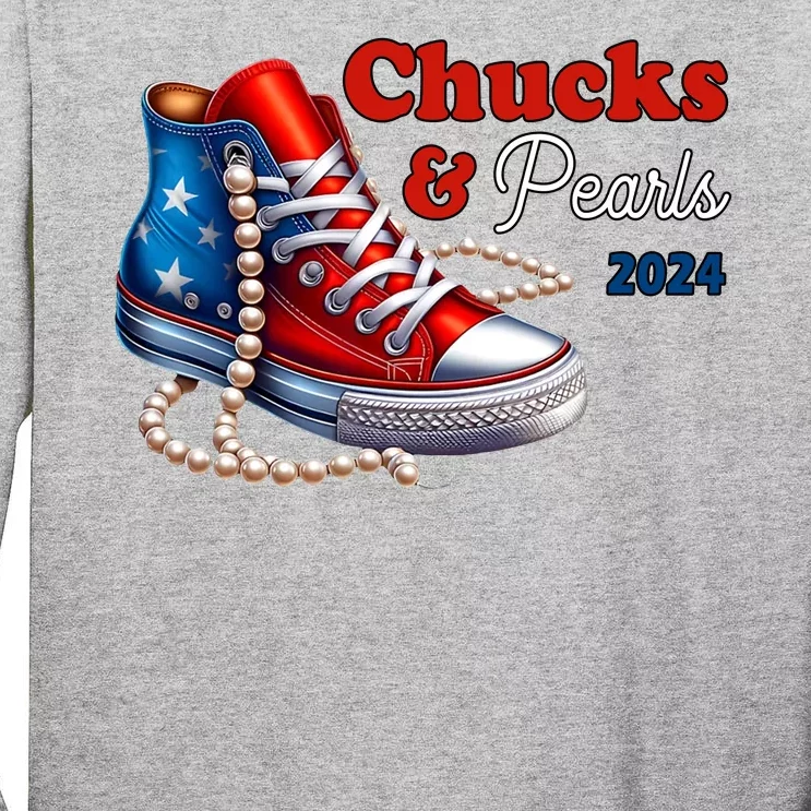 Chucks And Pearls Kamala Harris 2024 Usa Election Tall Long Sleeve T-Shirt