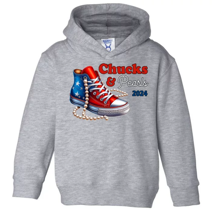 Chucks And Pearls Kamala Harris 2024 Usa Election Toddler Hoodie