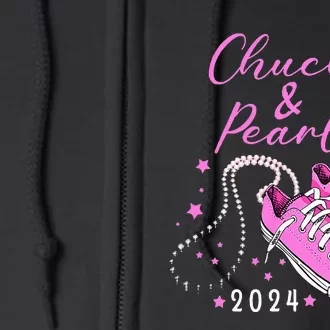 Chucks And Pearls 2024 Kamala Harris For President 47th Full Zip Hoodie