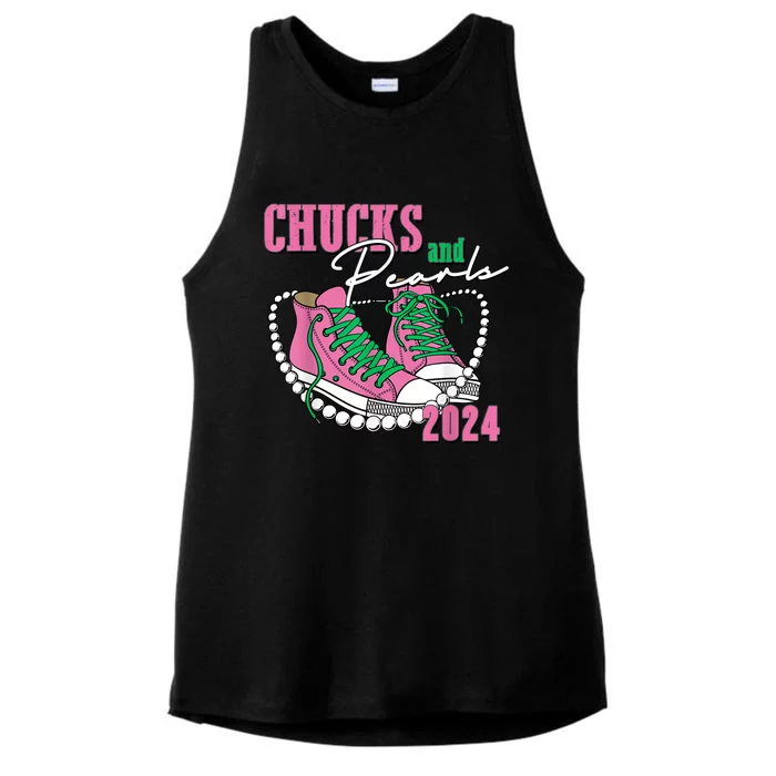 Chucks And Pearls IM With Her Kamala 2024 Ladies Tri-Blend Wicking Tank