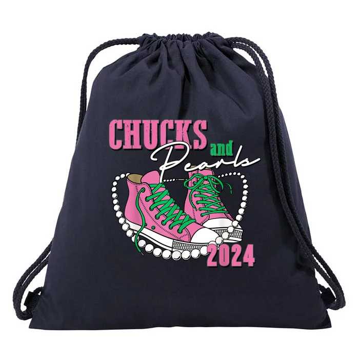 Chucks And Pearls IM With Her Kamala 2024 Drawstring Bag