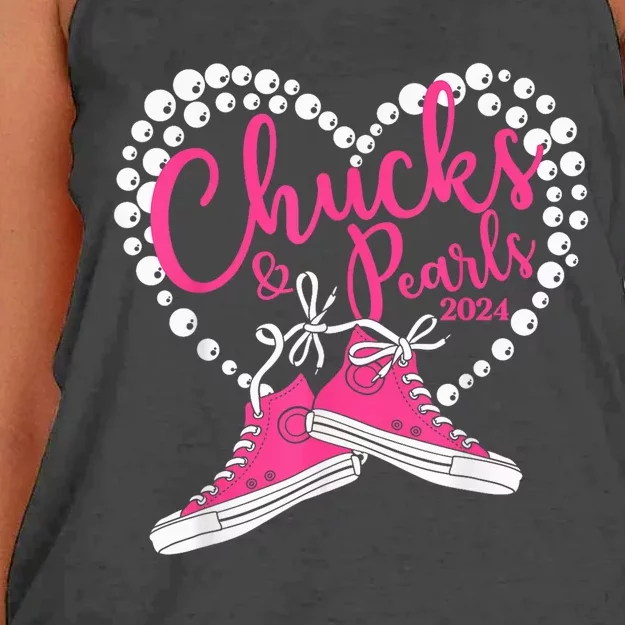 Chucks And Pearls 2024 IM With Her Kamala 2024 Women's Knotted Racerback Tank