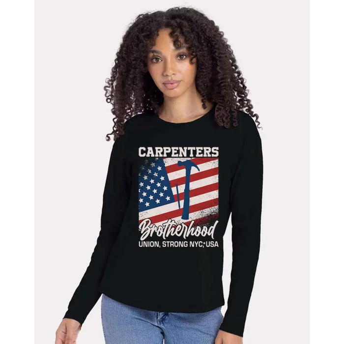 Capenters Brotherhood Union Strong NYC USA Womens Cotton Relaxed Long Sleeve T-Shirt