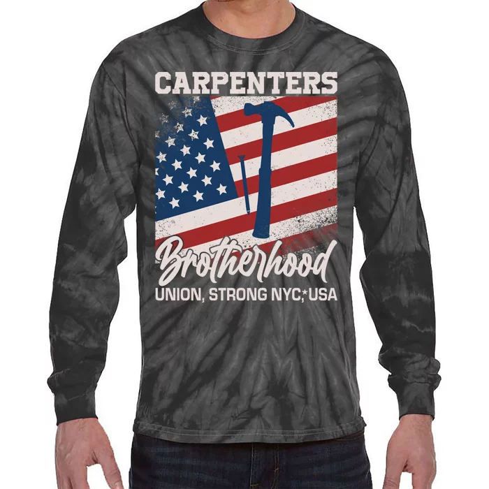 Capenters Brotherhood Union Strong NYC USA Tie-Dye Long Sleeve Shirt