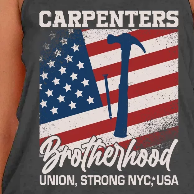 Capenters Brotherhood Union Strong NYC USA Women's Knotted Racerback Tank