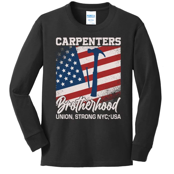 Capenters Brotherhood Union Strong NYC USA Kids Long Sleeve Shirt