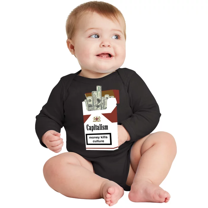 Capitalism Money Kills Culture Baby Long Sleeve Bodysuit