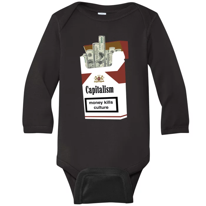 Capitalism Money Kills Culture Baby Long Sleeve Bodysuit