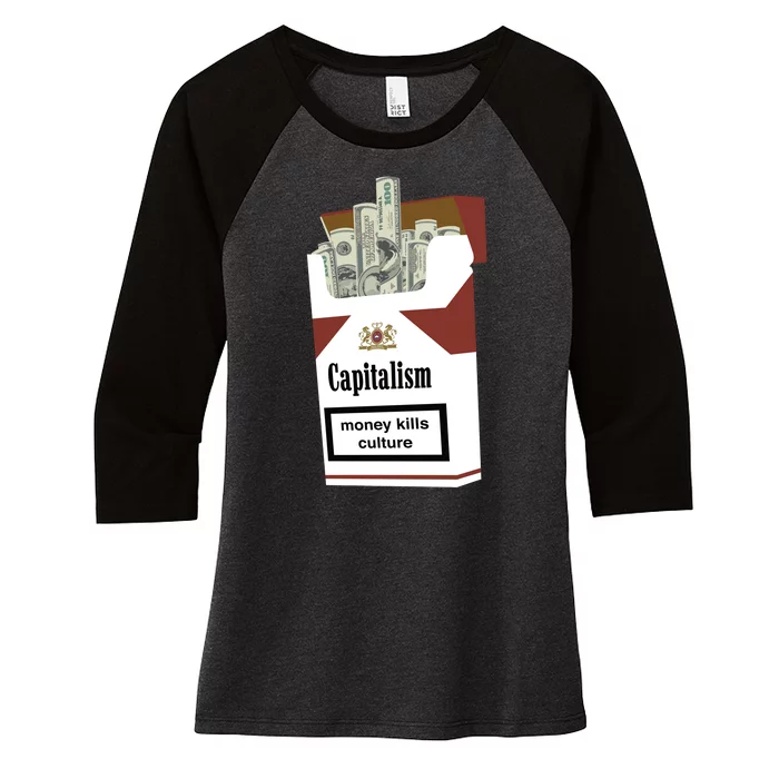 Capitalism Money Kills Culture Women's Tri-Blend 3/4-Sleeve Raglan Shirt