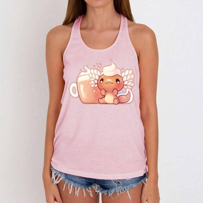 Cappuccino Axolotl Women's Knotted Racerback Tank