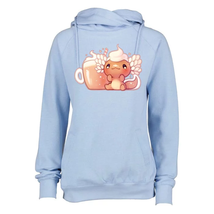 Cappuccino Axolotl Womens Funnel Neck Pullover Hood