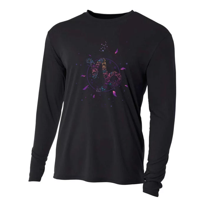 Capricorn Floral Zodiac Cooling Performance Long Sleeve Crew