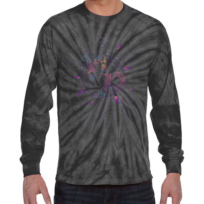 Capricorn Floral Zodiac Tie-Dye Long Sleeve Shirt