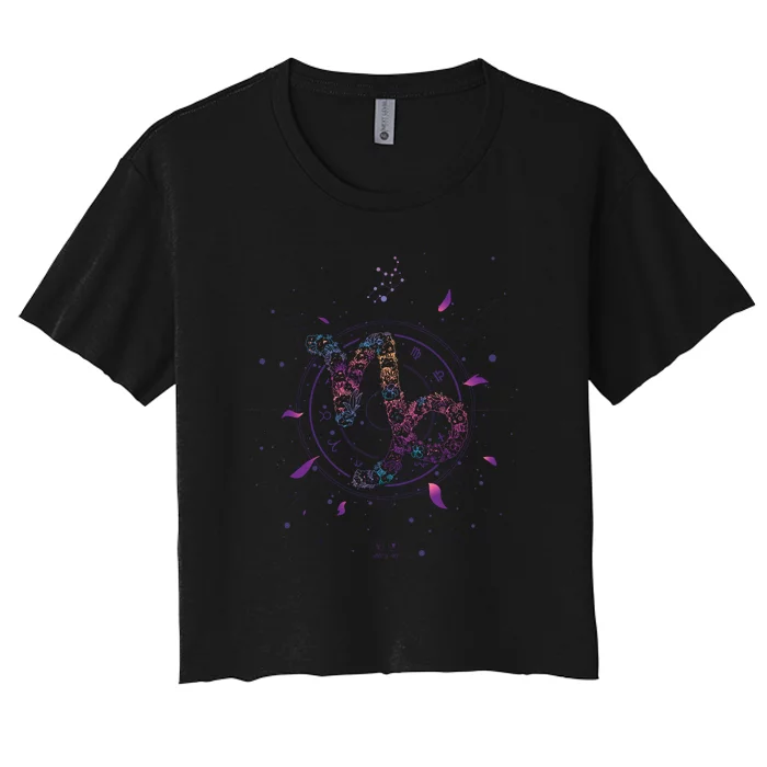 Capricorn Floral Zodiac Women's Crop Top Tee