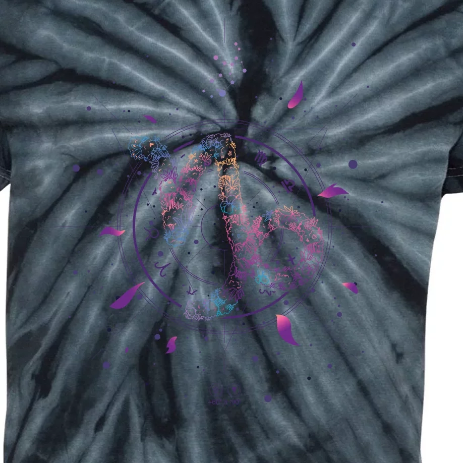 Capricorn Floral Zodiac Kids Tie-Dye T-Shirt