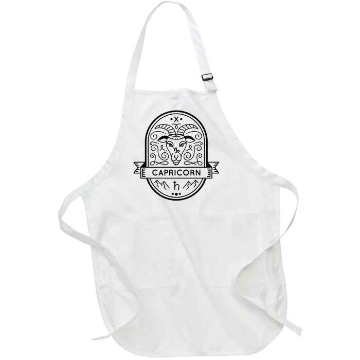 Capricorn Zodiac Symbol Design Full-Length Apron With Pocket