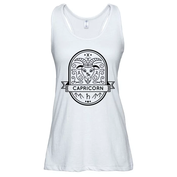 Capricorn Zodiac Symbol Design Ladies Essential Flowy Tank