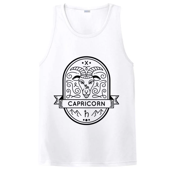 Capricorn Zodiac Symbol Design Performance Tank