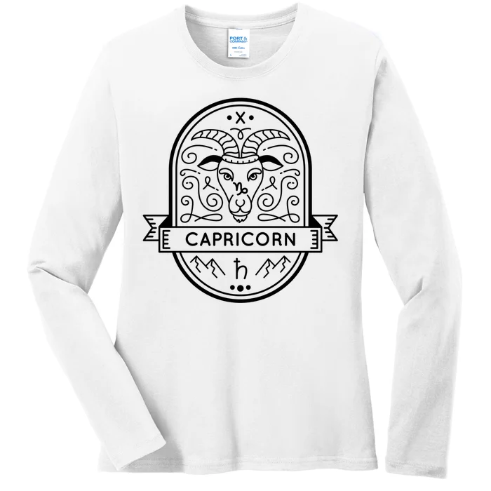 Capricorn Zodiac Symbol Design Ladies Long Sleeve Shirt