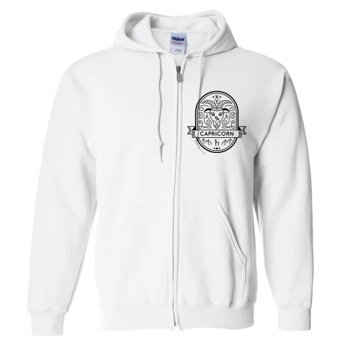 Capricorn Zodiac Symbol Design Full Zip Hoodie