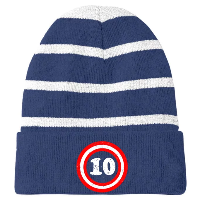 Captain 10th Birthday Striped Beanie with Solid Band