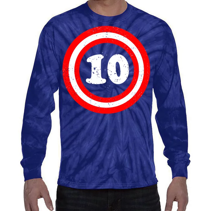 Captain 10th Birthday Tie-Dye Long Sleeve Shirt