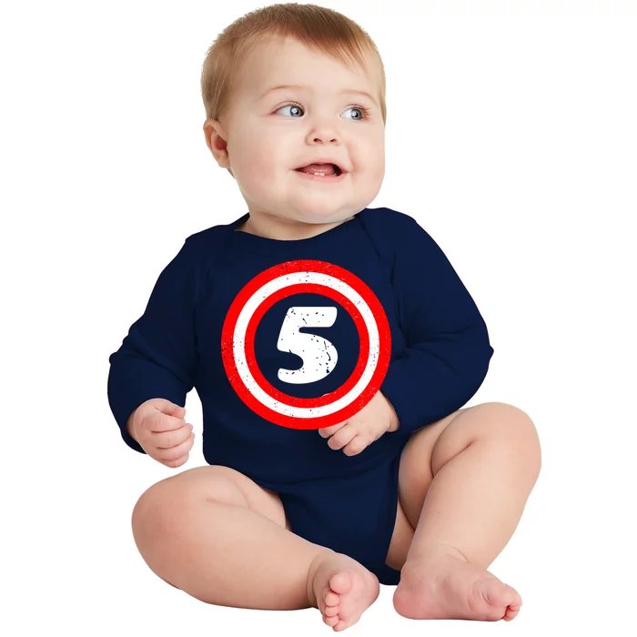 Captain 5th Birthday Baby Long Sleeve Bodysuit