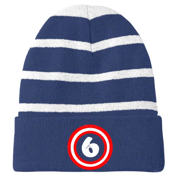 Captain 6th Birthday Striped Beanie with Solid Band