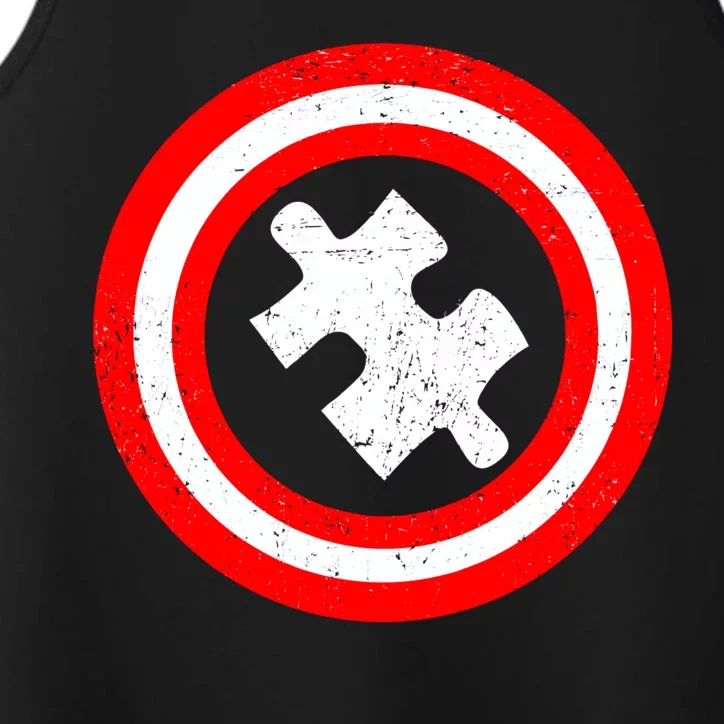 Captain Autism Distressed Shield Performance Tank