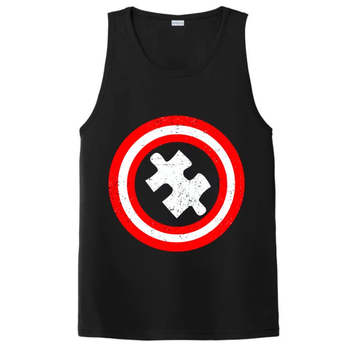 Captain Autism Distressed Shield Performance Tank