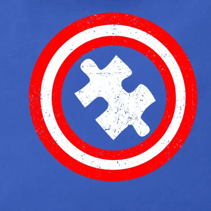 Captain Autism Distressed Shield Zip Tote Bag