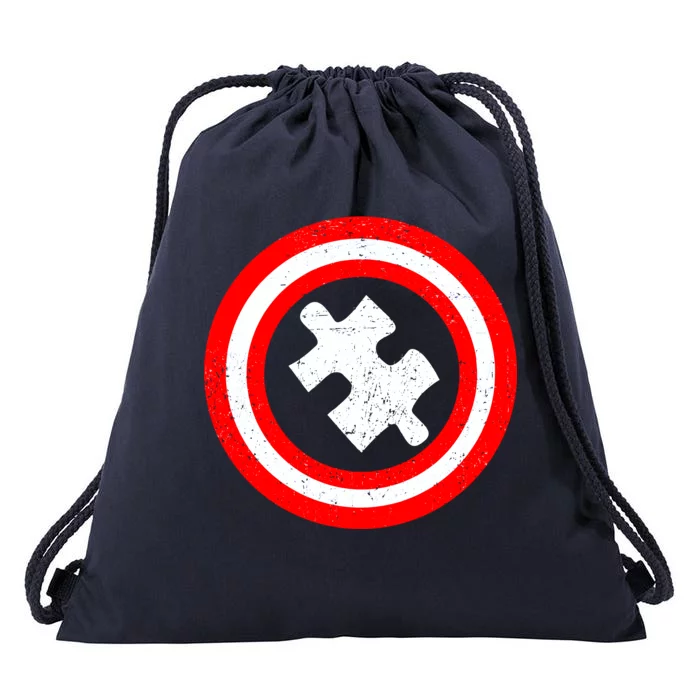 Captain Autism Distressed Shield Drawstring Bag