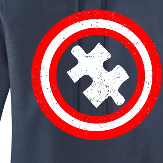 Captain Autism Distressed Shield Women's Pullover Hoodie