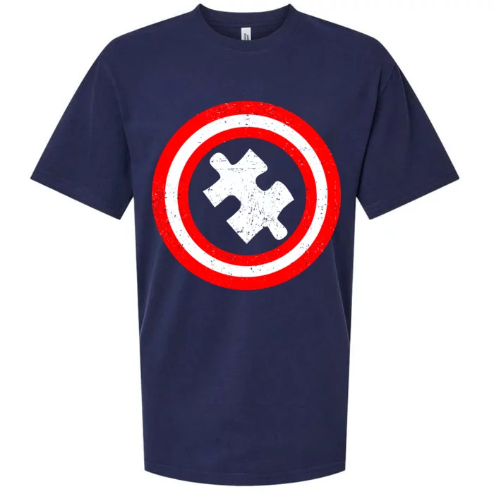 Captain Autism Distressed Shield Sueded Cloud Jersey T-Shirt