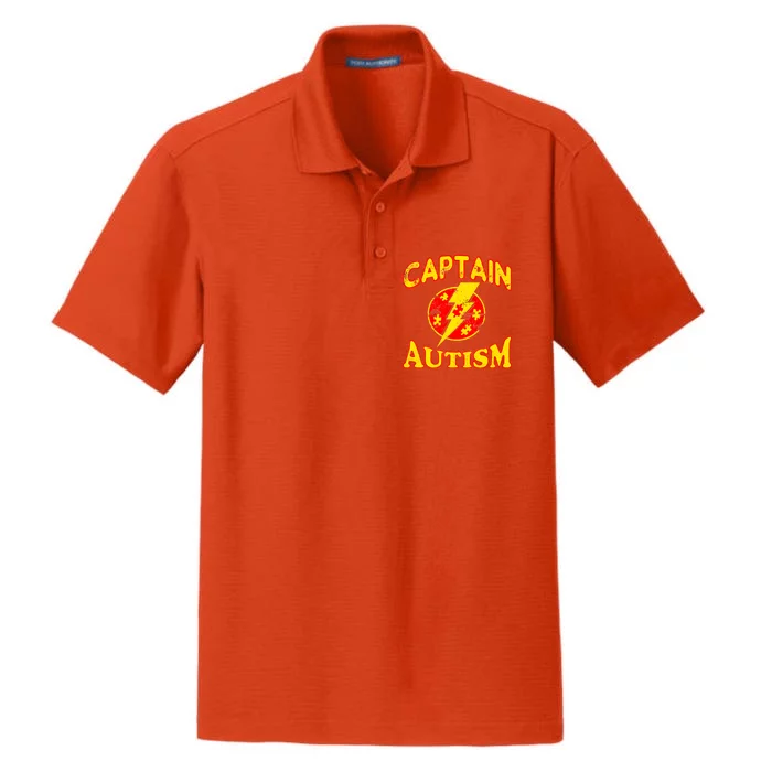 Captain Autism Superhero Logo Dry Zone Grid Performance Polo