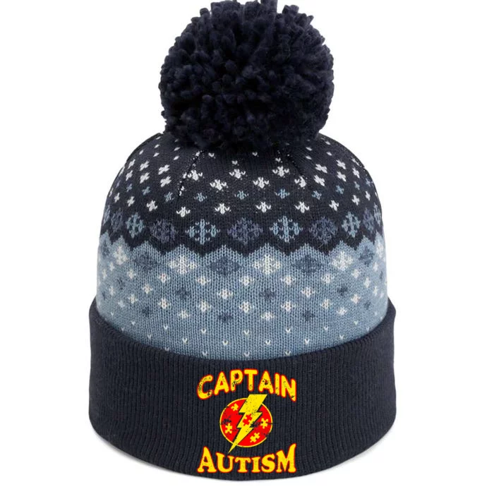 Captain Autism Superhero Logo The Baniff Cuffed Pom Beanie