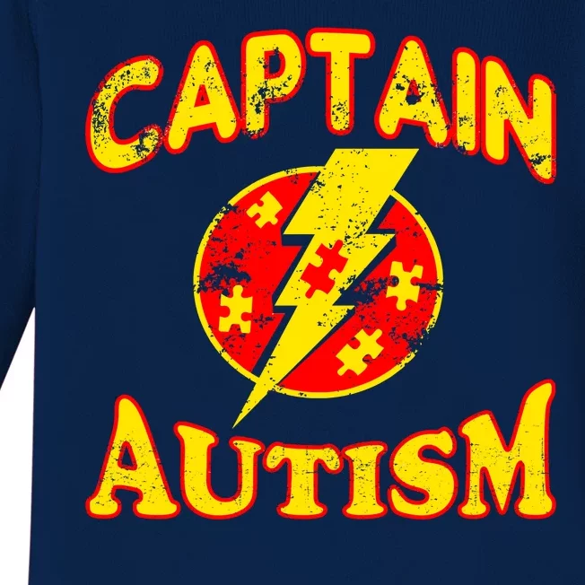 Captain Autism Superhero Logo Baby Long Sleeve Bodysuit