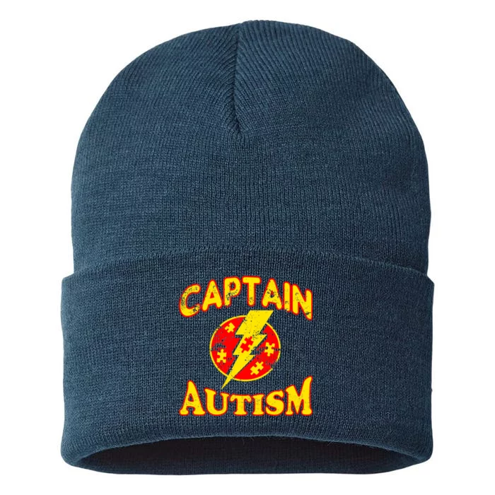 Captain Autism Superhero Logo Sustainable Knit Beanie